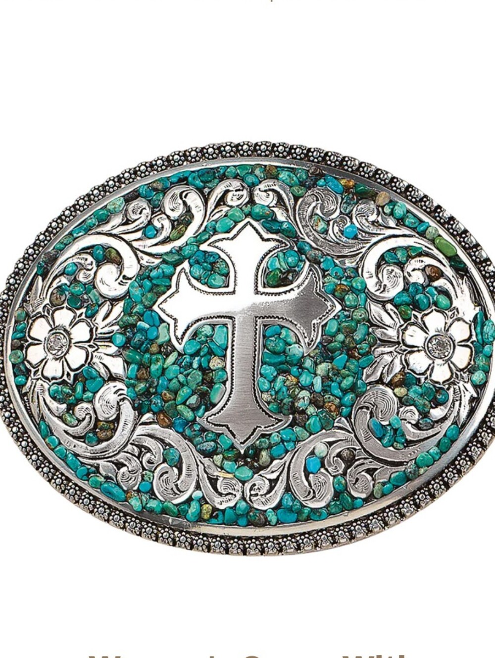 Nocona Women's Cross With Turquoise Belt Buckle 37914